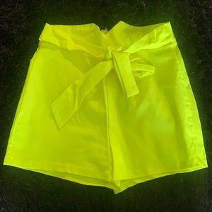 Akira neon yellow shorts with tie